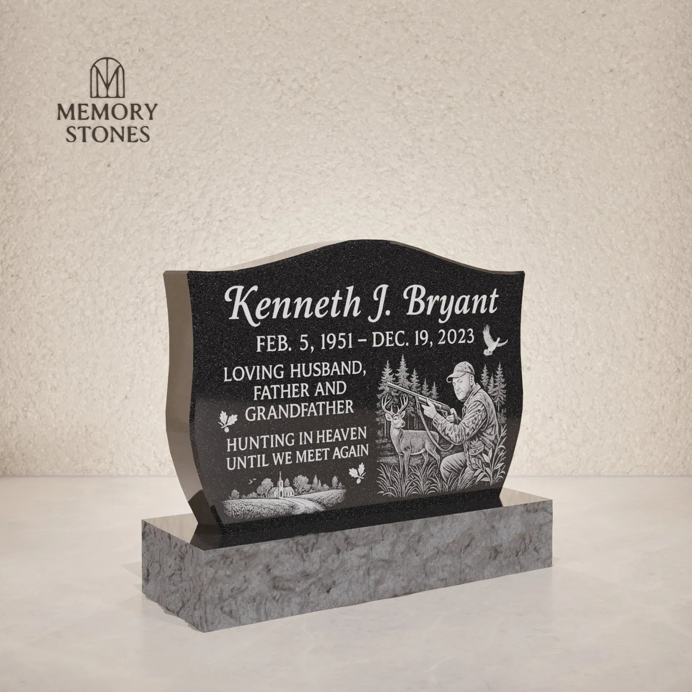 Black Granite Upright Headstone 28 x 3 x 16