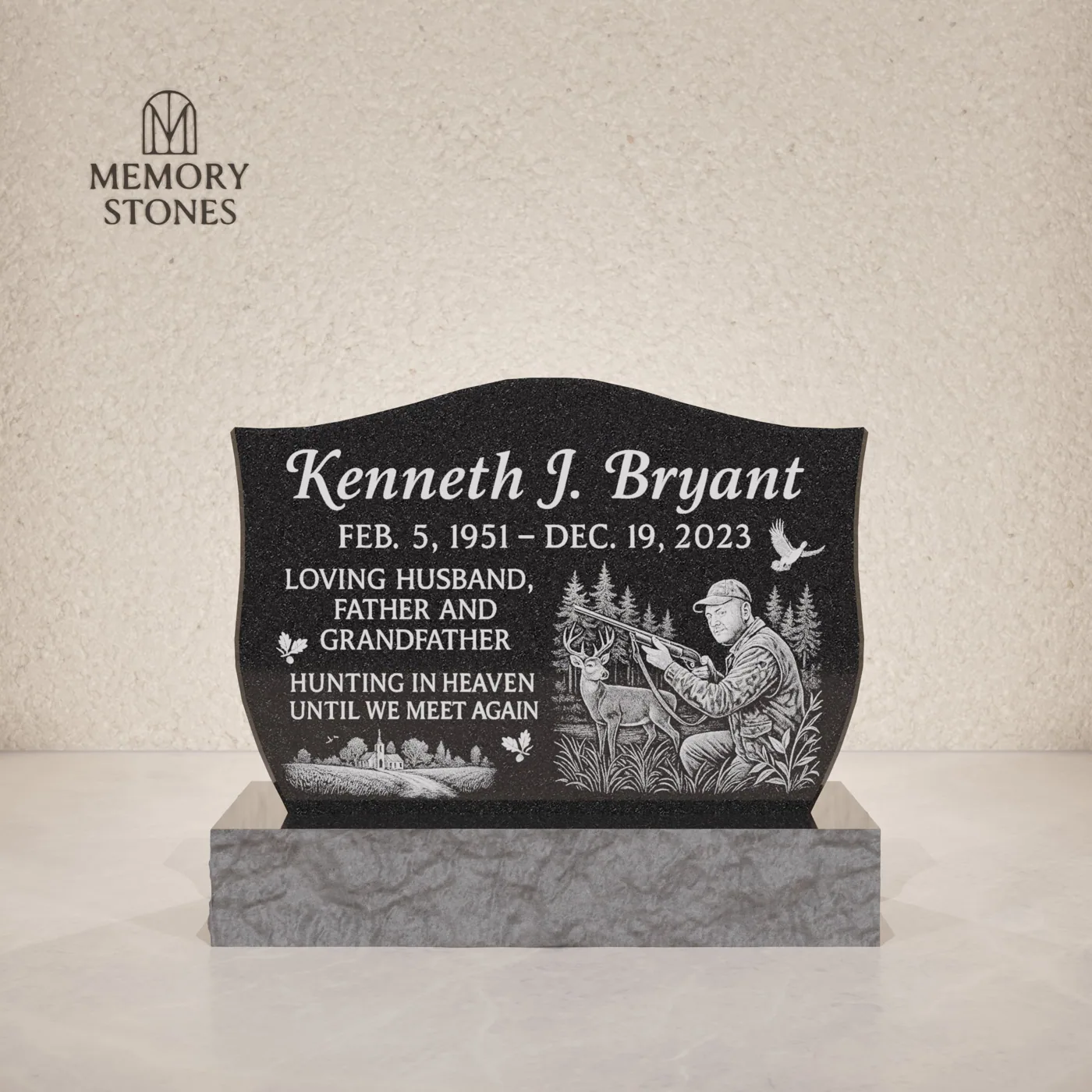 Black Granite Upright Headstone 28 x 3 x 16 — view 2
