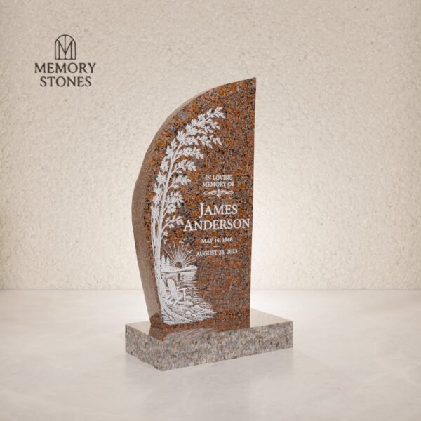 Modern Curved Granite Upright Headstone