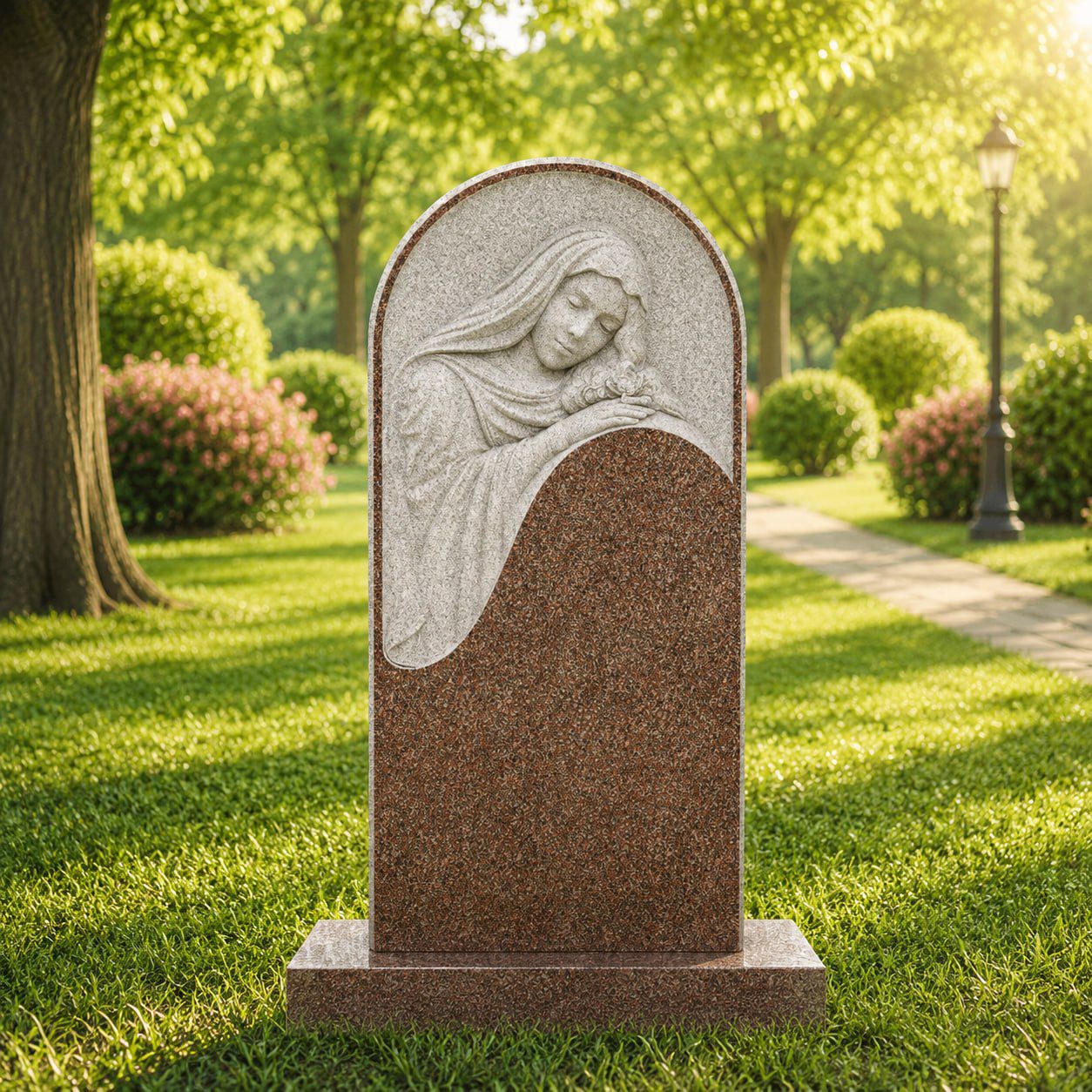 Madonna headstone. Madonna-Style Relief Upright Headstone