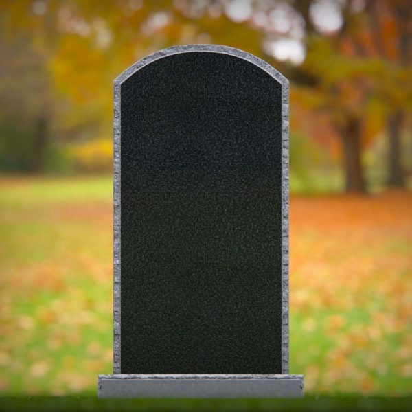 Single Upright Granite Headstone with Rock-Pitched Border