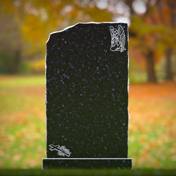 Natural Rock-Edge Upright Granite Headstone