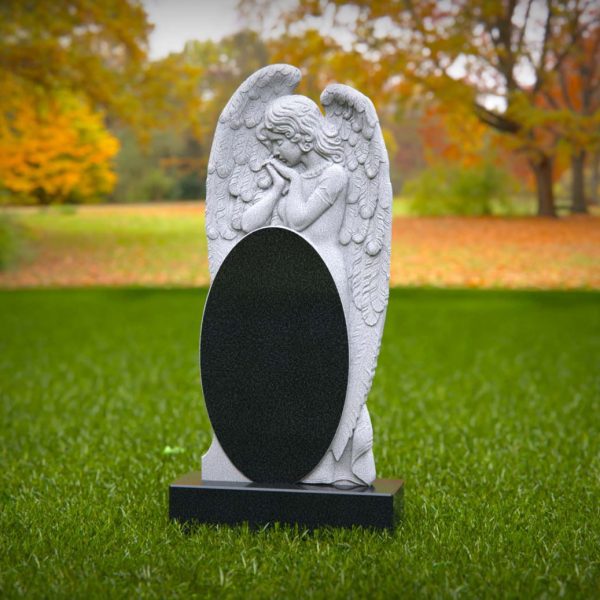 Angel Oval Shape Granite Headstone