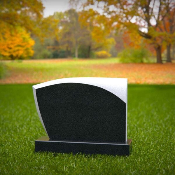 Crescent-Corner Upright Granite Headstone