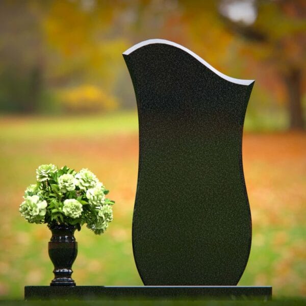 Wave-Edge Upright Granite Headstone