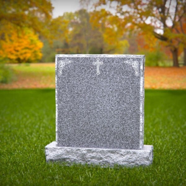 Straight-Top Rock-Base Upright Headstone
