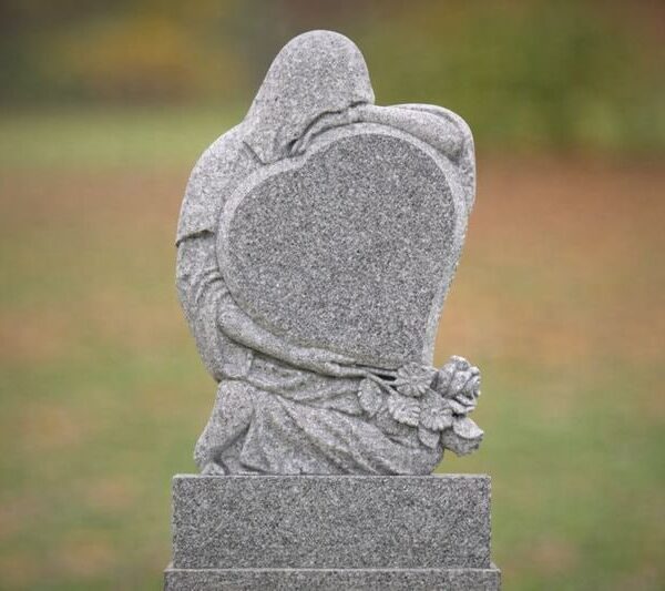 Woman & Heart Upright Headstone