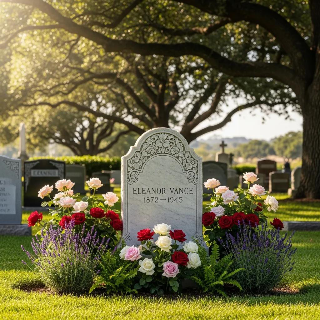 beautifully crafted headstone in a serene cemetery setting surrounded by greenery d87cc8b4 3e2a 40de bb2e b6efd0096654