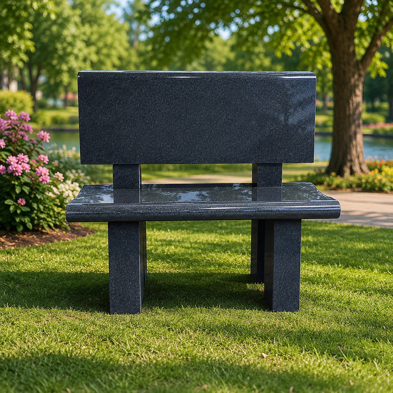 Impala grey bench Granite Memorial Bench with Backrest
