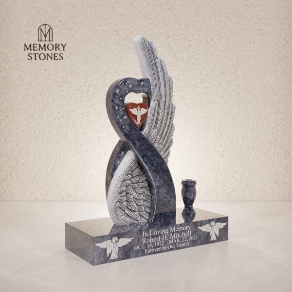 Eternal Wings Shaped Granite Headstone