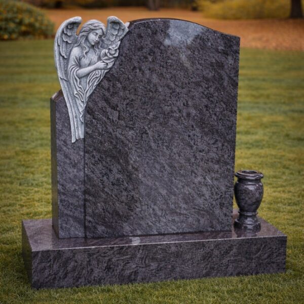 Angel Corner Upright Granite Headstone