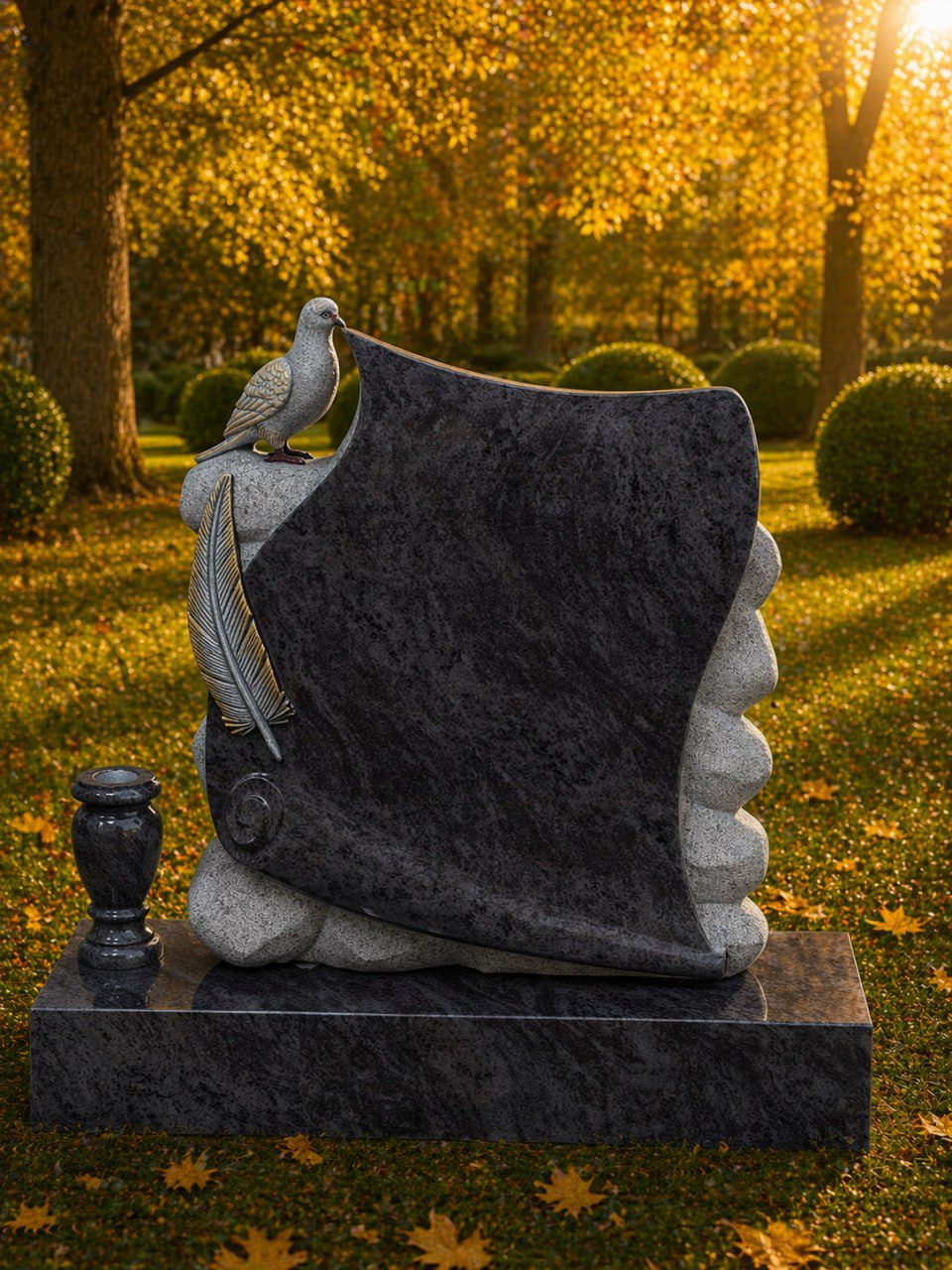 photo_2026-04-23_01-01-15 Upright Headstone with Dove and Feather Design