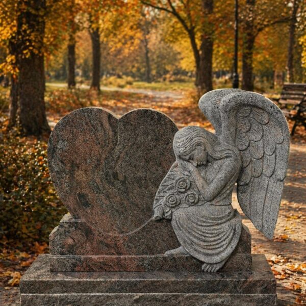Heart Shape Headstone with Angel