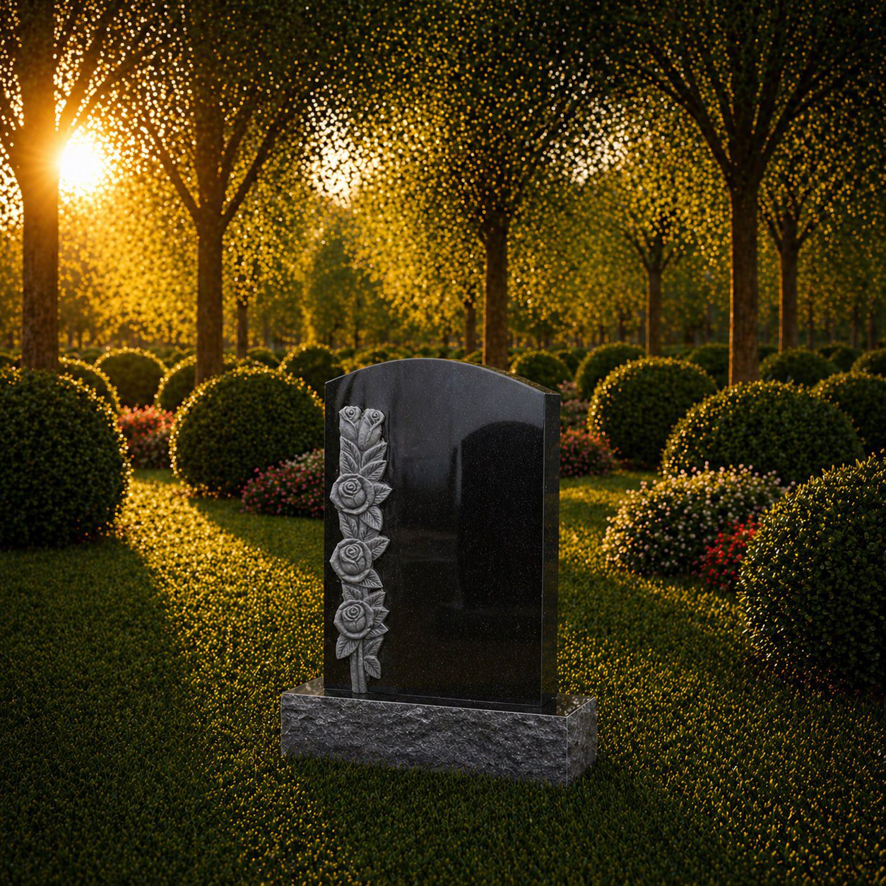 photo_2026-04-30_17-25-47 Classic Upright Headstone with Floral Detail - Image 1