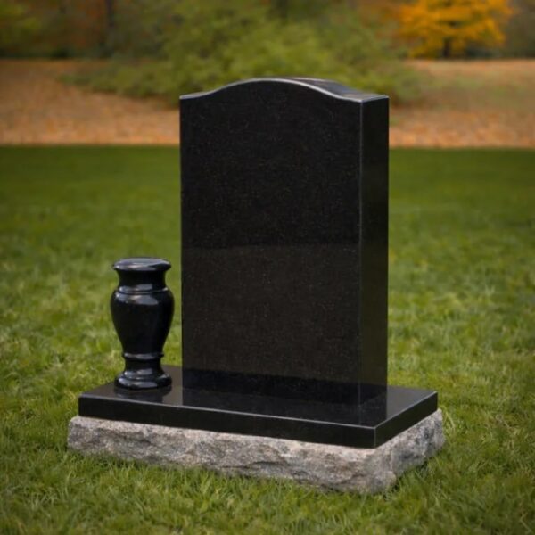 Serpentine Upright Granite Headstone with Vase