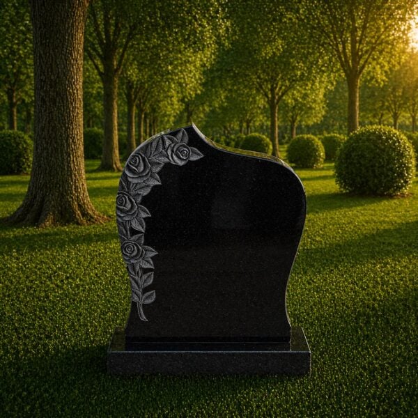 Special Shape Granite Headstone with Rose Carving