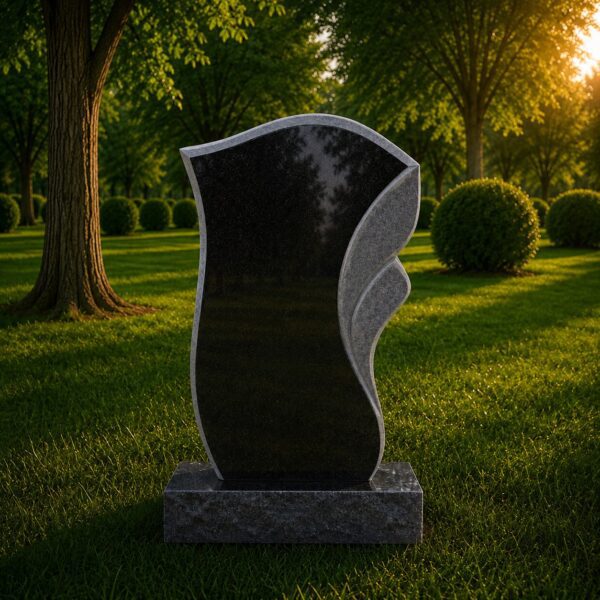 Shaped Black Granite Headstone 16 x 3 x 26