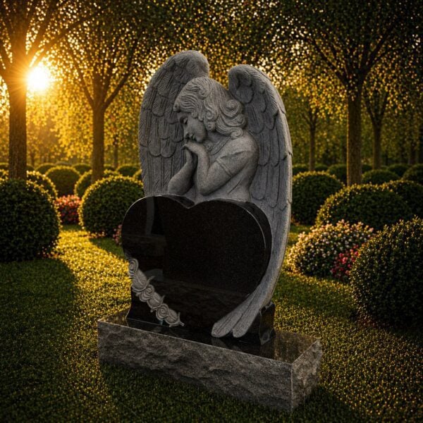 Angel with Heart Headstone 20 x 4 x 30