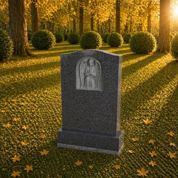 Serpentine Upright Granite Headstone with Angel Design