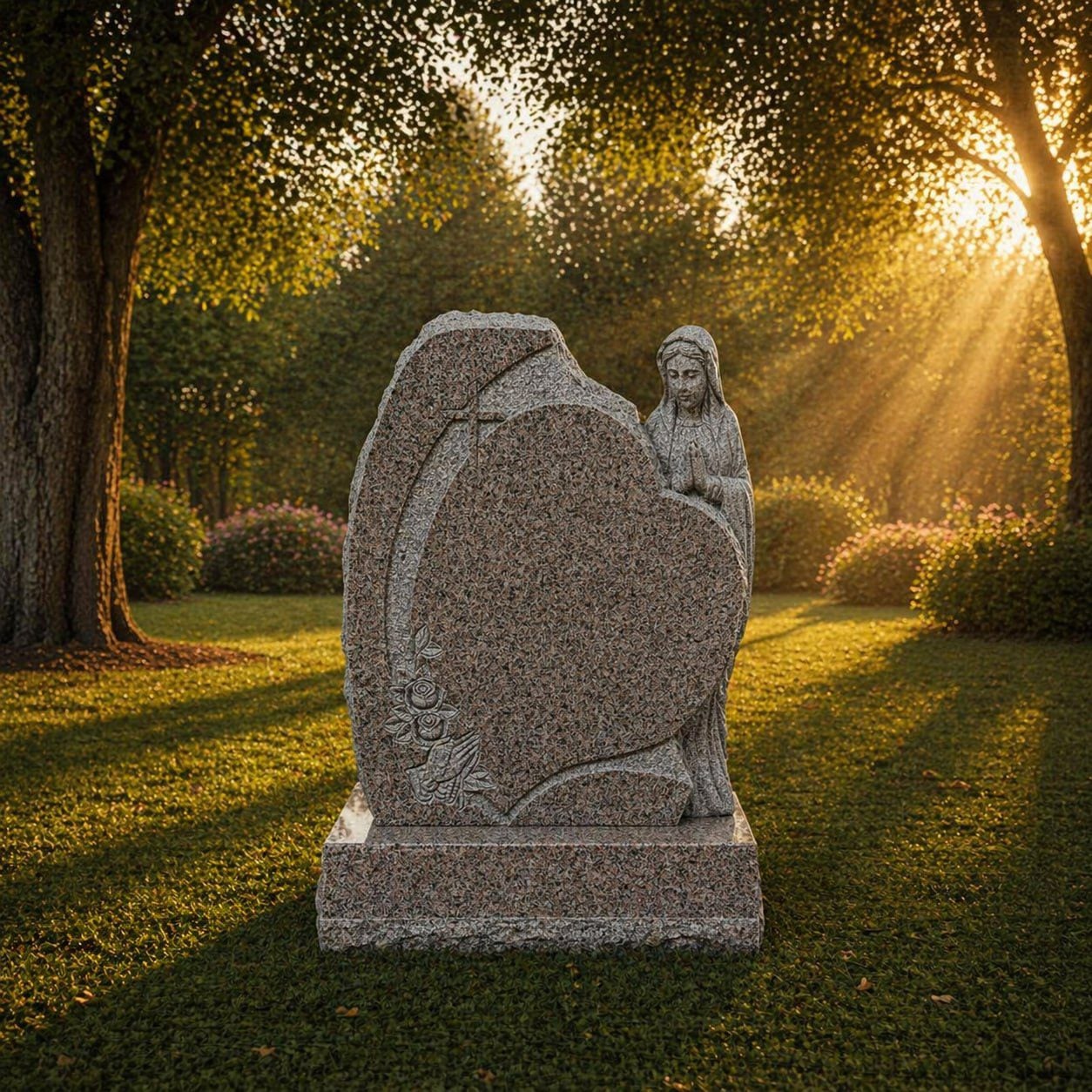photo_2026-05-01_18-14-56 Heart Shape Upright Headstone with Madonna Design - Image 1