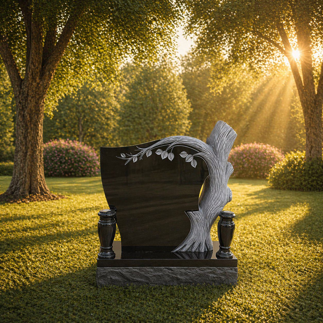 photo_2026-05-01_20-48-48 Tree Design Companion Upright Granite Headstone - Image 1