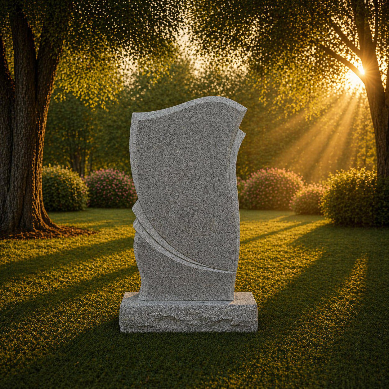 photo_2026-05-01_22-08-52 Modern Wave Shape Upright Granite Headstone - Image 1