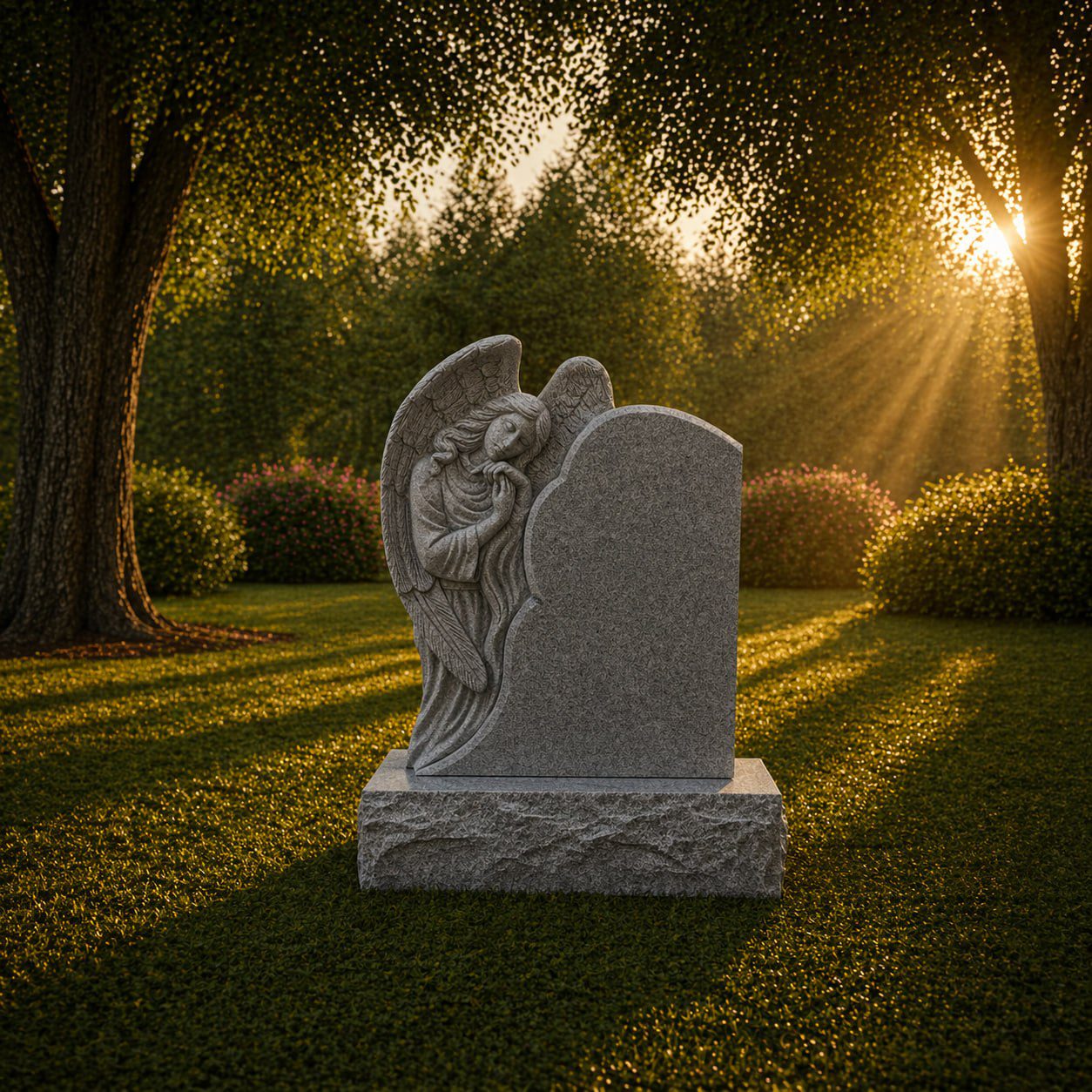 photo_2026-05-01_22-21-19 Angel Sculpted Upright Granite Headstone - Image 1