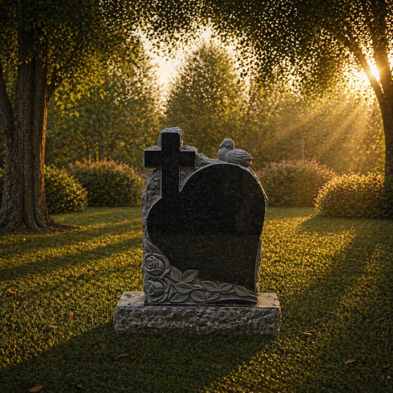 photo_2026-05-01_22-26-51 Cross & Dove Upright Granite Headstone - Image 1