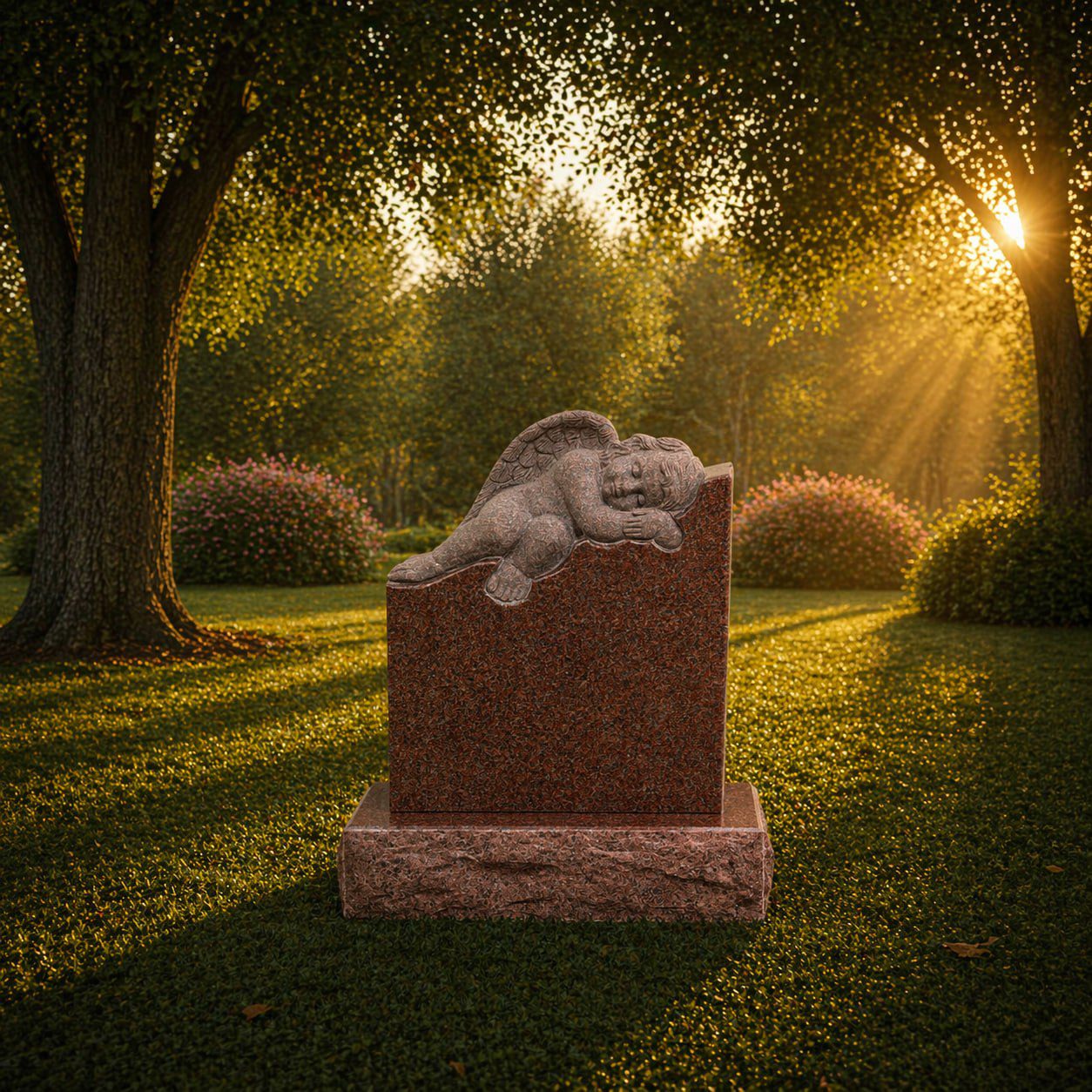photo_2026-05-01_22-32-52 Sleeping Angel Upright Granite Headstone - Image 1