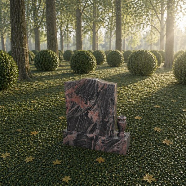 Serpentine Upright Granite Headstone with Vase