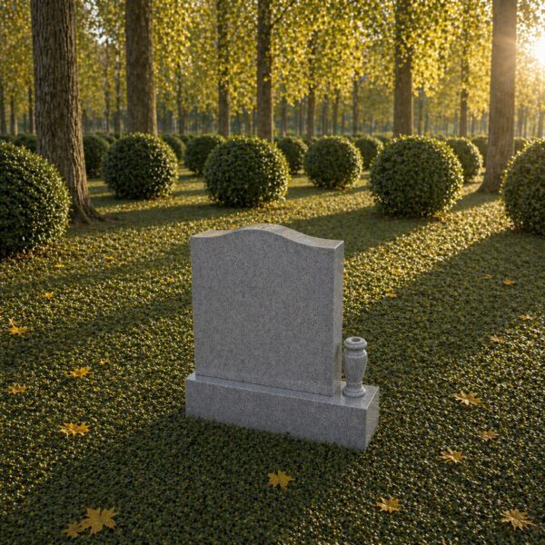 Serpentine Upright Granite Headstone with Vase