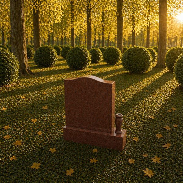 Serpentine Upright Granite Headstone with Vase