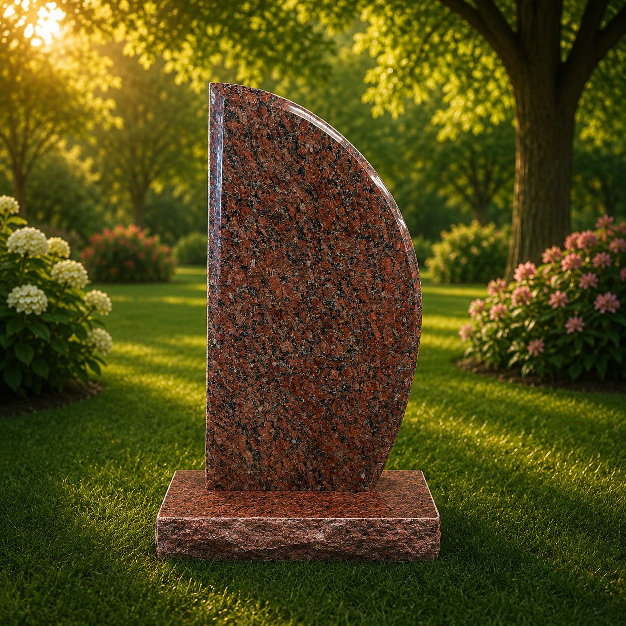 photo_2026-05-09_20-48-26 Modern Half-Round Upright Granite Headstone - Image 1