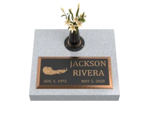 Bronze vase for headstone and keeping flowers where they belong