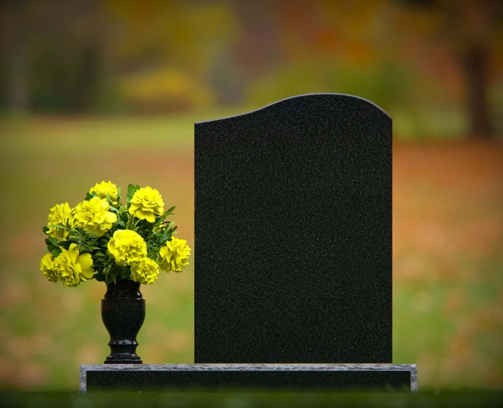 Single Upright Granite Headstone with Serpentine Top