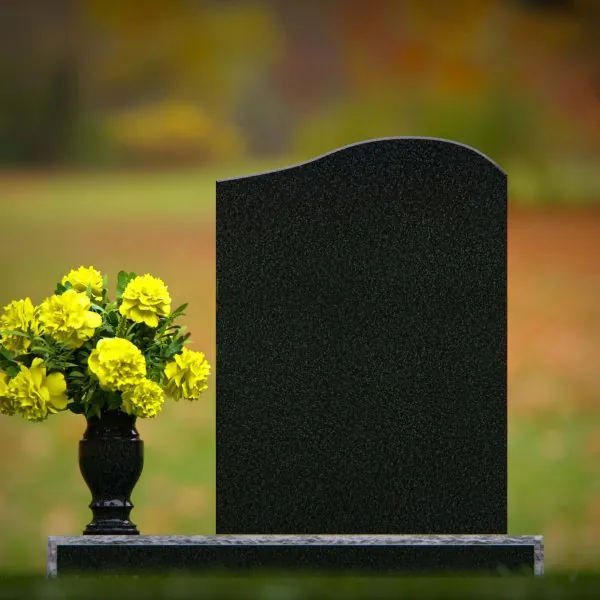 Single Upright Granite Headstone with Serpentine Top