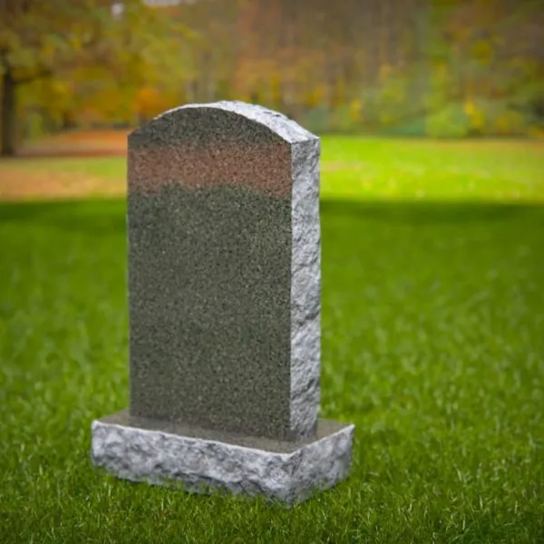 Rock-Edge Round-Top Upright Headstone