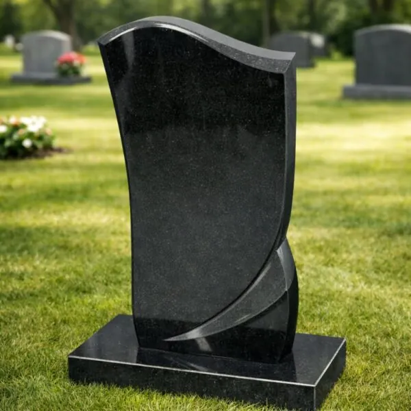 Black Wave Granite Headstone 15 x 2 x 32