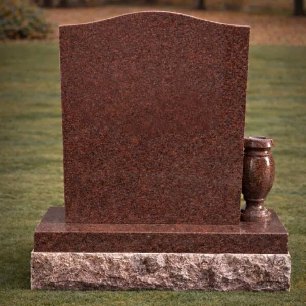 Serpentine Upright Granite Headstone with Vase