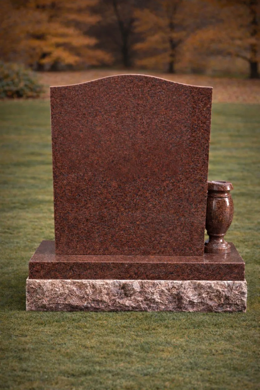 Serpentine Upright Granite Headstone with Vase
