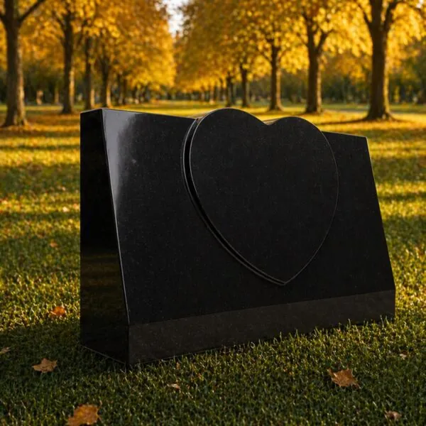 Companion Heart Slant Granite Headstone