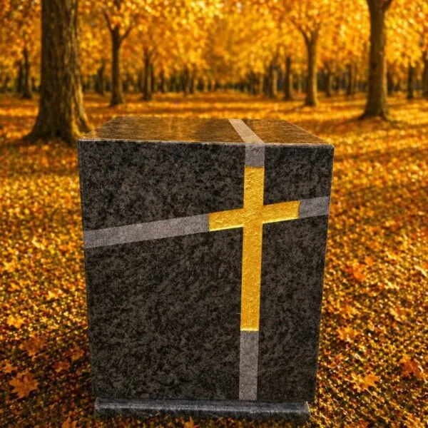 Granite Cremation Urn with Cross Inlay