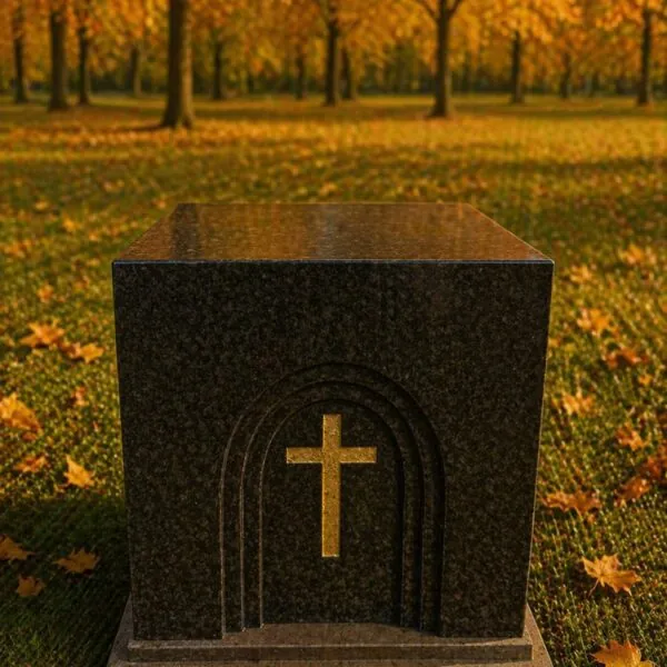 Arched Cross Granite Cremation Urn
