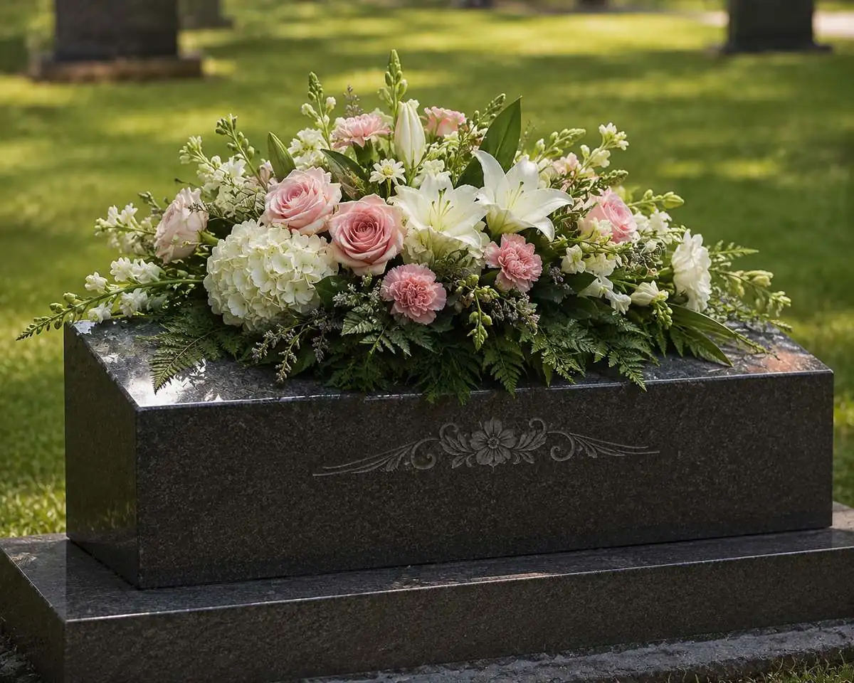 Headstone Flower Saddle Guide From the Frame Underneath to the Finished Arrangement on Top
